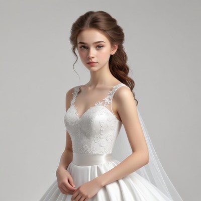 Elegant bride in white dress