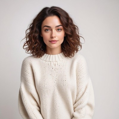 Young woman in cozy sweater