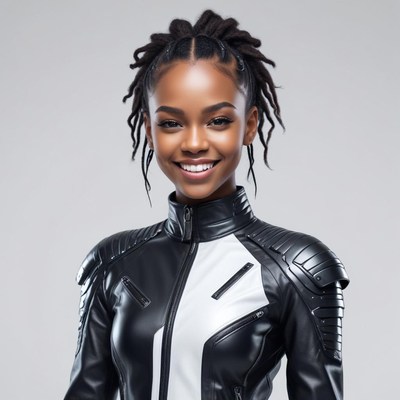 Stylish model in black outfit