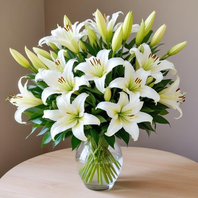 Elegant white lily bouquet in vase