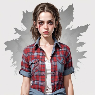 Expressive portrait of a girl in plaid