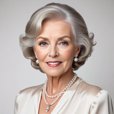 Elegant elderly woman with pearls
