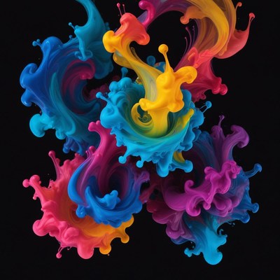 Colorful splashes swirl in vibrant dance