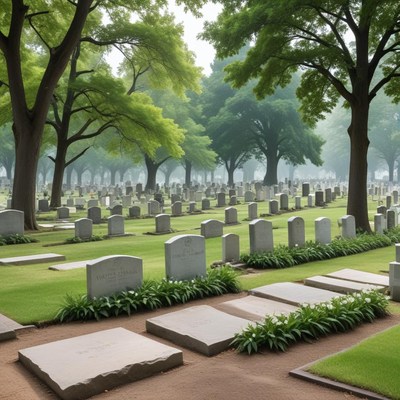 Serenity in a peaceful cemetery setting