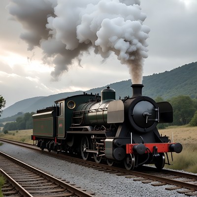 Vintage steam train on track