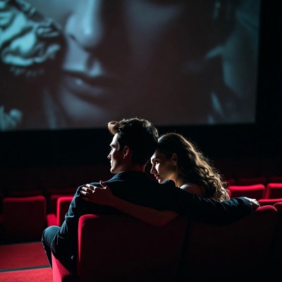 Couple enjoying a movie together