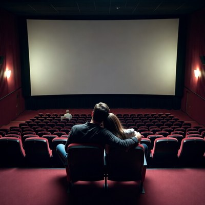 Couple enjoys movie date night