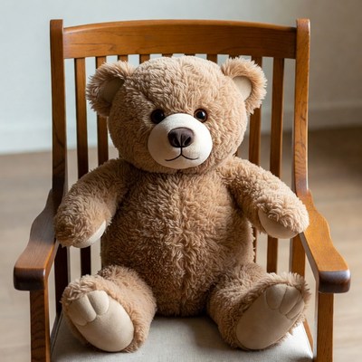 Soft teddy bear on a chair