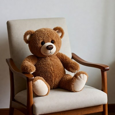 Cute teddy bear in chair