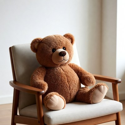 Soft teddy bear on chair indoors