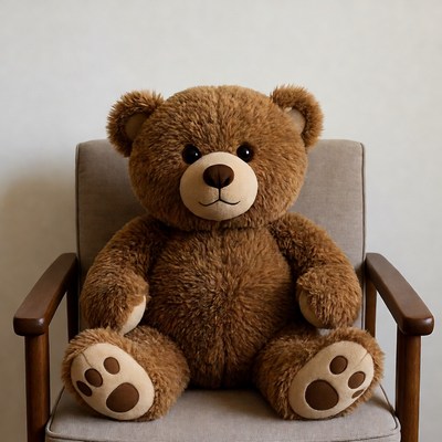Cuddly teddy bear on chair