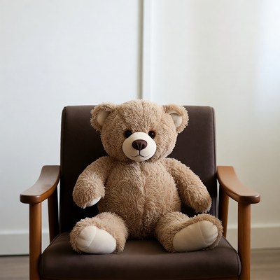 Soft teddy bear on chair