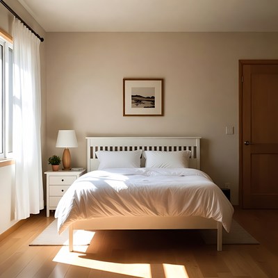 Cozy modern bedroom with natural light