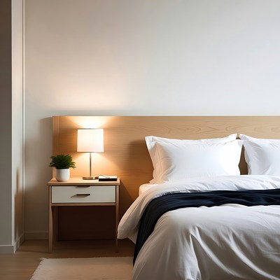 Cozy modern bedroom with warm lighting