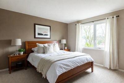 Cozy modern bedroom with natural light