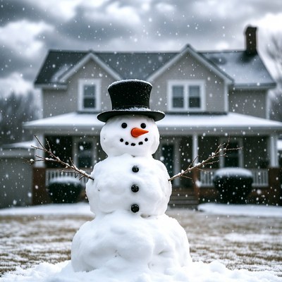 Snowman in the winter yard