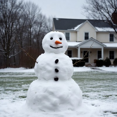 Snowman in winter yard