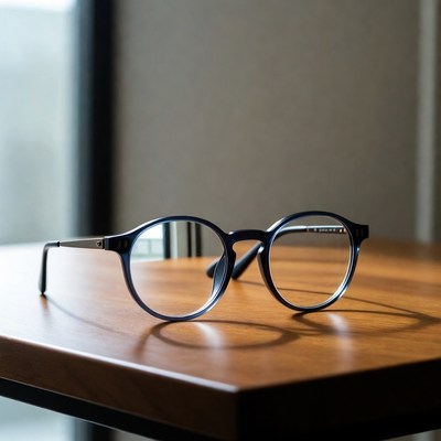Stylish round glasses on a table