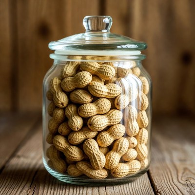 Peanuts in a glass jar