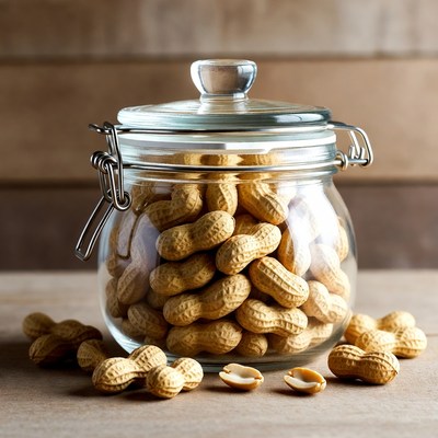 Peanuts in a clear jar