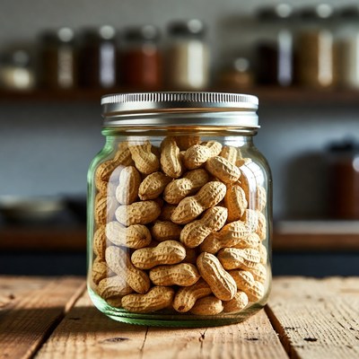 Peanuts in a glass jar