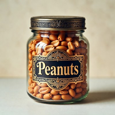 Jar of roasted peanuts on display