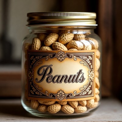 Vintage jar filled with peanuts