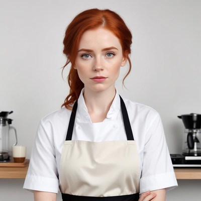 Calm chef in modern kitchen setting