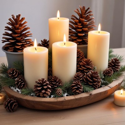 Cozy candle arrangement for winter