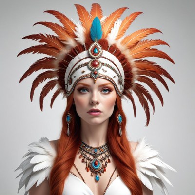 Woman in native feather headdress