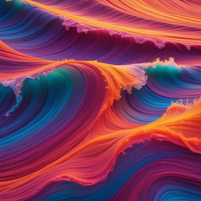 Colorful ocean waves at sunset