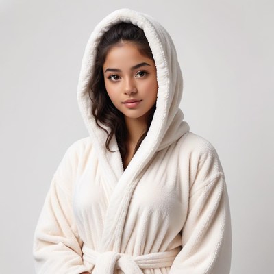 Young woman in cozy robe