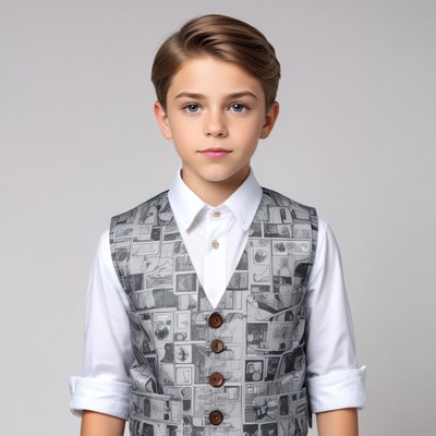 Stylish boy in patterned vest