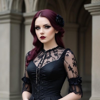 Elegant woman in black dress