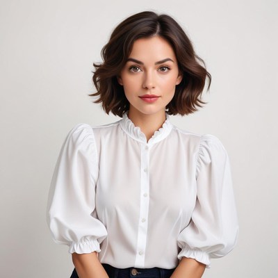 Elegant woman in white blouse