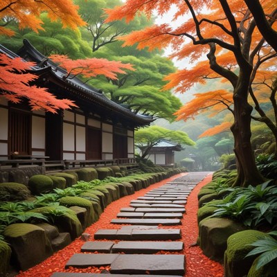 Stunning autumn pathway in a garden