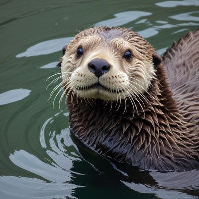 Curious otter swimming gracefully