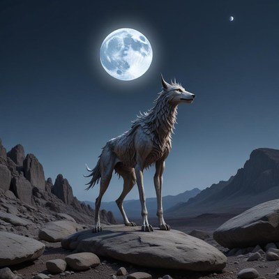 Wolf under a full moon