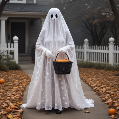 Spooky ghost in autumn decor