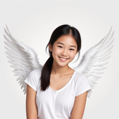 Young girl with angel wings