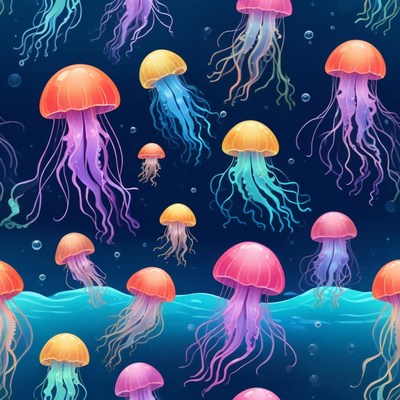 Colorful jellyfish swimming in ocean
