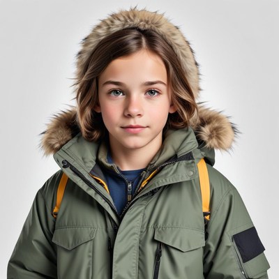Young boy in winter jacket outdoors