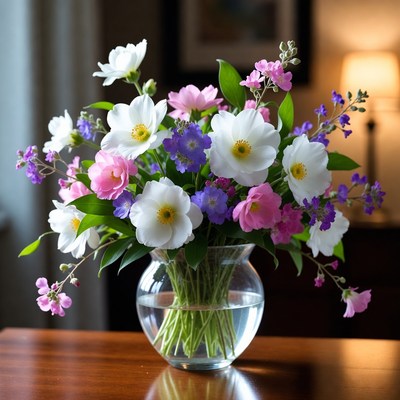 Colorful flower arrangement in a vase