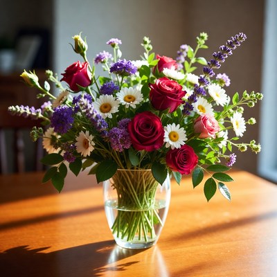 Bright bouquet of seasonal flowers