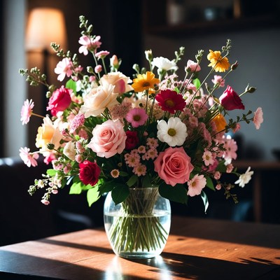 Colorful flower arrangement in vase