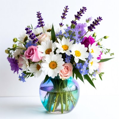 Colorful floral arrangement in a vase