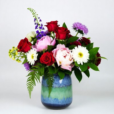 Bright floral arrangement in vase