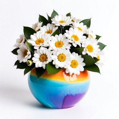 Colorful flower vase display