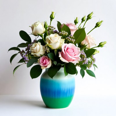Beautiful bouquet in colorful vase