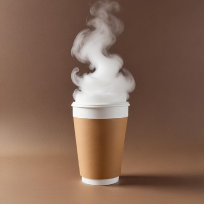 Warm coffee cup with steam rising